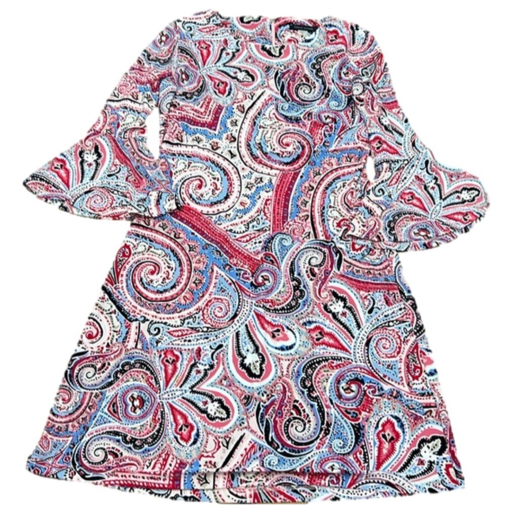 Tommy Hilfiger Pink, Blue & White Paisley A-Line Dress